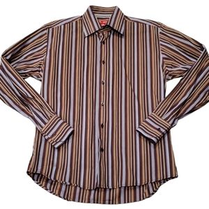 Report Collection Men's Stripped Button-up Shirt Size Medium